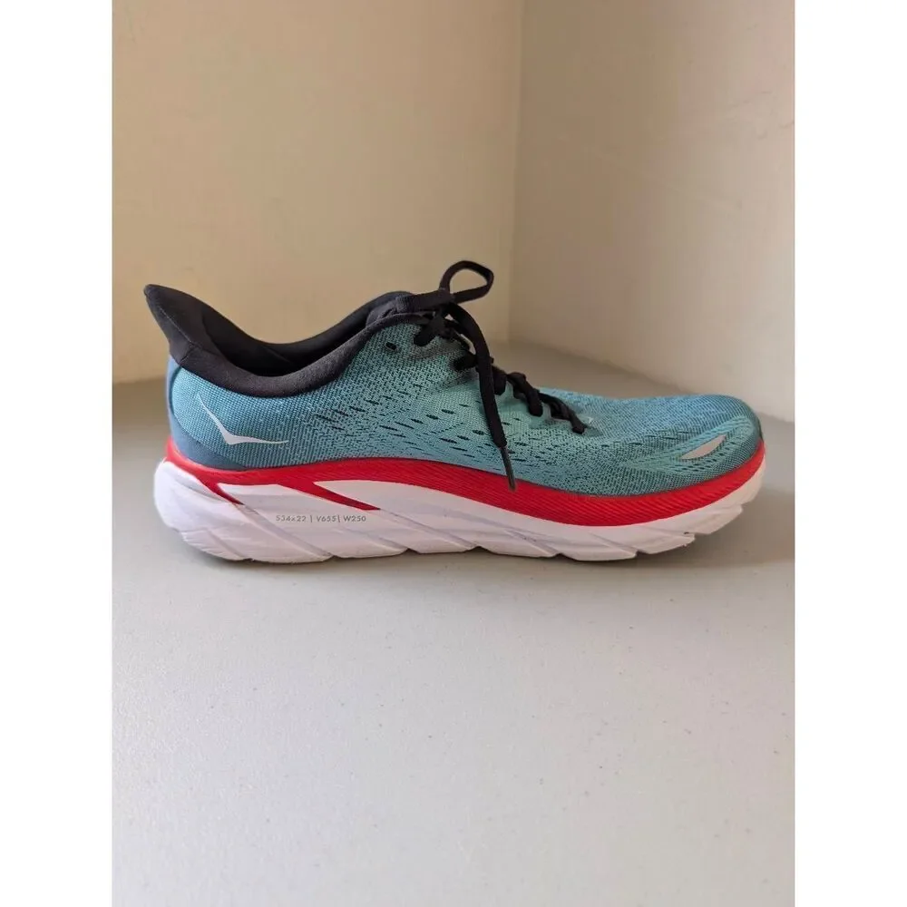 Hoka One Mens Clifton 8 Lace-up Road Running Athletic Shoes Blue Size 10.5D